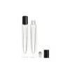 Stylo vide carré en verre transparent de 10ml, bouteille à rouler avec capuchon doré, bille roulante en acier inoxydable pour huile essentielle, parfum 1710516