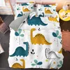 Trevlig täcke uppsättning dinosaur tryckt duvet för barn pojkar tjejer tonåringar djur mönster mjuk mikrofiber sängkläder dekor quil 210615