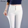 Tuoweey Neue Mode 2021 Frühling Sommer Plus Größe frauen Kleidung 5XL Weiß Bleistift Hosen Damen SEXY Hohe Taille Elastische hosen Q0801