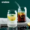 400ML Tumblers Drinking Glass Beer Cups Mugs Cans Shape GlassHeat-Resistant Ice Cream Drink Juice Milk Cup Water bottle