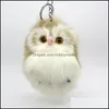 Key Rings Jewelry Cute Girls Rabbit Fur Pom Owl Chain Women Fluffy Pompon Nighthawk Keychain On Bag Car Trinket Female Party Gifts Drop Deli