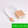 Tipo-C Para Adaptador VGA USB 3.1 Masculino para Conectores VGA Femininos Cabo USB-C para PC Mac Laptop