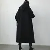 Tamanho 6xl 150kg mulheres trench casacos sem zíper cor preta inverno feminino casaco de lã aberta feminina casual streetwear 210914