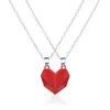 2pcs/set Lovers Heart Pendant Jewelry Magnetic Couple Necklace for Women Men valentine's gift