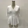 Kvinnor casual klänningar jumpsuit lösa damer rompers sommar ärmlös v nacke elastisk midja bekväm sexig stor storlek romper lx