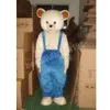 Halloween Pantaloni blu orso Costume della mascotte Cartone animato di alta qualità Animale di peluche Personaggio a tema anime Formato adulto Natale Carnevale Festival Vestito operato