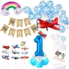 Party Decoration 1 Set Airplane Cloud Theme Latex Globos 30inch Foil Number Ballons Stand Column Baby Shower Birthday Decorations