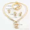 Set di gioielli Perline africane Collare Collana di dichiarazione Orecchini Braccialetti Anelli pregiati per le donne Accessori per feste di nozze con diamanti CZ