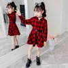 Jurk voor meisjes plaid patroon meisje kind jurk herfst winter kinderen kleden casual stijl kostuums voor meisjes 6 8 10 12 14 210329