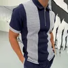 Herren Polos 2021 Schwarz und Weiß Geometrisch bedruckte Hemden für Männer Kurzarm Casual Umlegekragen Reißverschluss Sommer Harajuku Tops