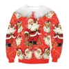 Męskie Swetry Śmieszne Santa Drukuj Brzydkie Boże Narodzenie Kobiety Mężczyzna Boże Narodzenie Bluzy O Neck Z Długim Rękawem Casual Dom wakacyjny Pary Jumper Topy