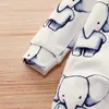 Wiosna i jesień Cute Allover Elephant Długi rękaw Kombinezon w kolorze białym dla dziecka kupić ubrania 210528