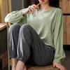 Frühling Schlaf Lounge Pyjamas Set Langarm Top + Hose Pyjama Cartoon Pyjamas Baumwolle Nachtwäsche Frauen Plus Größe 210901