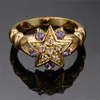 Anéis de casamento vintage ouro amarelo bonito estrela anel roxo redondo pequena pedra para mulheres jóias luxo moda noivado presentes2206182