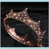 Jewelryvintage Baroque Royal Crown King Queen Wedding Tiara For Women Bride Headpiece Men Party Crystal Hair Jewelry Diadem Drop Delivery 20