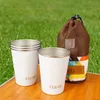Holaroom 4PCS Portable Beer Water Cup Tea Milk Coffee Mug Stainless Steel Cups For Outdoor Camping Picnic Climbing BBQ Drinkware 210804