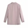 Blazer dritto monopetto rosa moda donna Tasche cappotto casual femminile Abiti da ufficio Abiti Blazer classico Giacca donna Top 210521