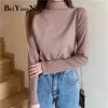 Women T Shirt Spring Autumn Long Sleeve Casual Plain T-shirts Female Half Turtleneck Tops Woman Korean Tshirts 210506