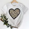 T-shirts kvinnor tee 2022 leopard hjärta casual 90s mode trend tryckning kläder grafisk tshirt topp lady tryck kvinnlig tee t-shirt