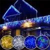 LED String Lights Waterfall Gordijn Light String 5m Droop 0.4-0.6m Kerst Fairy Lights Outdoor Party Tuing Eaves Decoratie