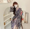 S-XL Plus Size Spring Dress Girls Boho Chiffon Kvinna Vintage Party Oversize Långärmad Kvinnor Es Robe Vestido 210423