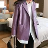 Kvinnor läder kvinnors faux streetwear lila plus size pu jacka lapel långärmad lös passform kvinnlig modefjäder hösten 2022