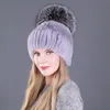Bérets d'hiver pour femmes, véritable chapeau Rex, bonnet chaud, fait à la main, rose doux, 8170103