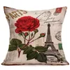Cushion/Decorative Pillow French Tower Stamp Cotton Linen Home Pillowcase Art Living Room Sofa Cushion Cover Office Seat Lumbar