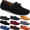 154 Yeni Moda Erkek Rahat Ayakkabılar Deri İngiliz Tarzı Bahar Çift Hakiki Bezelye Fırçalama Erkekler Drive Tembel Adam Overshoes Açık Rahat Nefes Siyah Sarı