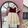 Hiszpańskie suknie dziecięce dla dziewcząt Dzieci Hiszpania Księżniczka Lolita Ball Suknie Urodzinowe Chrzciny Urodzinowe Frock Infant Velvet Lace Robe 210615