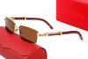 Lunettes de soleil rectangulaires pour femmes en métal et bois monture en bambou marque design lunettes de soleil hommes noir marron lentille claire livrées avec boîte eyeg322y