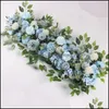 Wreńki świąteczne imprezowe domowe ogrodowe kwiaty dekoracyjne 100 cm DIY Wedding Flower Mursement Supplies Jedwabne piwonie Rose Artificial Row d d.