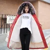 Женщины Parkas Parkas Женщины Куртка 2021 Зима X-Long Добавлена ​​Съемный Флис Бархат Парка Пальто Толстые Пальто Теплый Большой Меховой Воротник Воротник