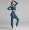Body Sculpting Taille Naadloze Yoga Set Gym Fitness Leggings Holle Cropped Shirts Sport Pak Dames Lange Mouwen Trainingspak Activewear