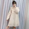 Fashion Cotton Embroidery Mini Dress Women Stylish Long Sleeve Flower Ruffle Sweet es Ladies O Neck Casual Loose 210515