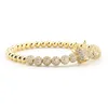 3PCSSESSS STESS GOLD BEADS Royal King Crown Dice Charm CZ Ball Bracelet Mens Bracelets Bracelets for Men Jewelry1289041