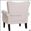 Commercial Furniture Home & Garden Us Stock Modern Wing Back Accent Chair Roll Arm Living Room Cushion With Wooden Legs,Cream A47 Drop Deliv