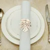 Newgold zilver blad servet ringen bruiloft tafel decor servetten gesp festival banket koffie desktop decoratie handdoek ring llb10086