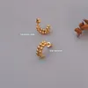 Stud Trendy Double Layers Beads Earrings For Woman Aretes De Mujer Fashion Gold Color Stainless Steel Ear Cuffs Vintage Jewelry
