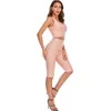 Swtao Women Clothing Set Sexy Nude Bodycon Bandage Two Pieces Celebrity High Street Party Tank Crop Tops Shorts 210527