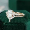 CXSJEREMEME 14K Розовое золото свадебное набор 15CT OVAL CUT 68 -мм обручальное кольцо Moissanite Warding Wedding Женские антикварные кольца3609054