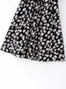 Vintage elegancki rękaw puffowy elastyczny Daisy Drukuj Mini Dress Moda Kobiety Square Collar Suknie Dziewczyny Chic Stroje Vestidos 210520