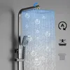 Set sistema doccia digitale caldo freddo per bagno Set miscelatore vasca in ottone di qualità SDSN Rubinetti Soffione doccia a pioggia Rubinetto doccia termostatico nero