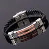 Charm Armband Vävd läder Rope Wrapping Vintage Style Classic Rostfritt Stål Mäns Armband Äkta Design DIY Customizatio