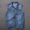 Men's Vests Big Guy Plus Size M-6XL 7xl 8xl Men Denim Vest Outerwear & Coats Turn-down Collar Male Tops For 150 Kg 3 Colors2893