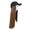 Crochet tresses femmes femme chapeau de baseball femmes européennes et américaines simulation cheveux fibre chimique haute température perruque de soie tête 2165841