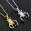 Hip Hop 3D Scorpion Pendant Necklace Environmental Copper Micro-inserts Cubic Zirconia Real Gold Plated Trendy Personality Fashion Men Rapper Accessories
