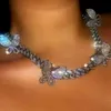 Crystal Iced Out Big Butterfly Collier En Gros Hommes Punk Miami Curb Épais Rappeur Femmes Cubain Lien Chaîne Ras Du Cou Bijoux Cadeau X0509