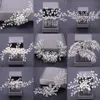 Vrouwen Kammen Bruiloft Haaraccessoires Tiara Parel Strass Zilver Kleur Bruids Haar Ornament Bloem Hoofd Sieraden Hoofdband X0625