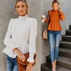 T-shirt Femmes T-shirt Collier Lanterne Sleeve Shirt Chemises Chemises Slim Hin Shirts Fashion Dames Opse Ops Chemises 210513